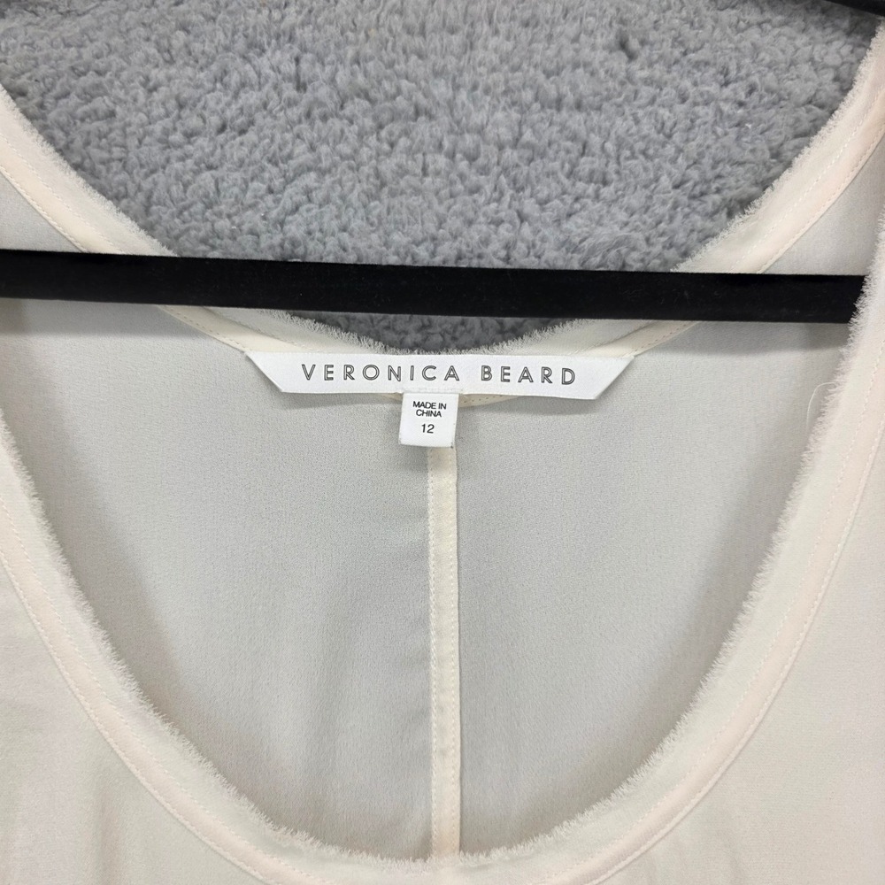 Veronica Beard Women's Size 12‎ Silk Tank Top Layered Sleeveless Blouse Ivory - Picture 3 of 11